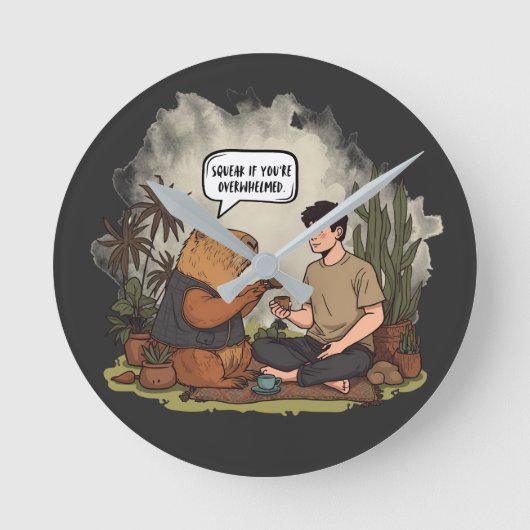 Capybara Therapy Time Squeak If You're Overwhelmed Ronde Klok (Voorkant)