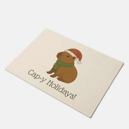 Capybara tijdens de kerst deurmat (Schuin)