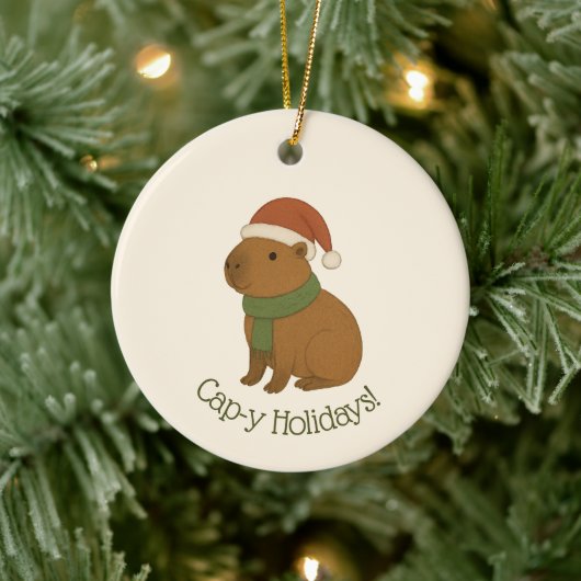 Capybara tijdens de kerst keramisch ornament (Boom)