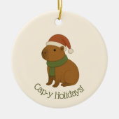 Capybara tijdens de kerst keramisch ornament (Voorkant)