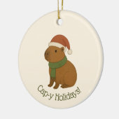 Capybara tijdens de kerst keramisch ornament (Links)