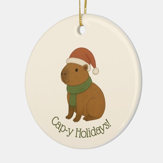 Capybara tijdens de kerst keramisch ornament (Links)