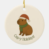 Capybara tijdens de kerst keramisch ornament (Achterkant)