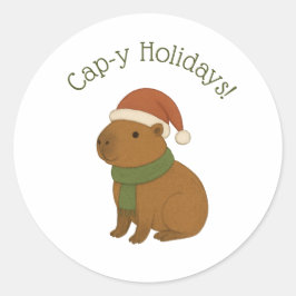 Capybara tijdens de kerst ronde sticker