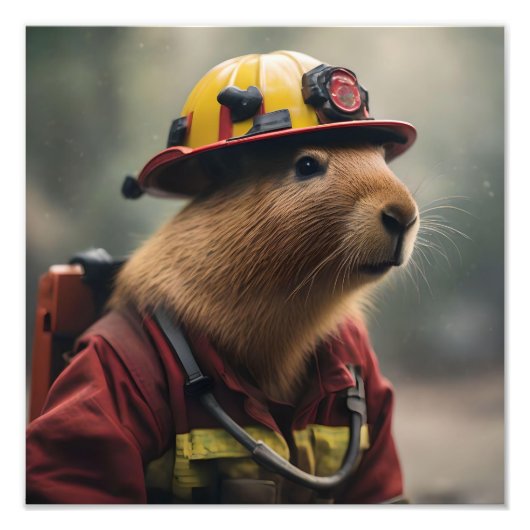 Capybara to the Rescue: Buitengewone brandweerman Foto Afdruk (Voorkant)