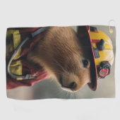 Capybara to the Rescue: Buitengewone brandweerman Golfhanddoek (Horizontaal)
