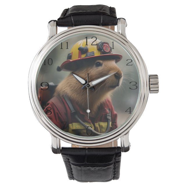 Capybara to the Rescue: Buitengewone brandweerman Horloge (Voorkant)