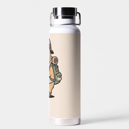 Capybara Travel Bottle – Customizable Phrase Waterfles (Achterkant)