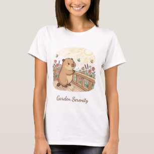 Capybara Tuin Sereniteit Schattig Natuur Dames T-S T-shirt