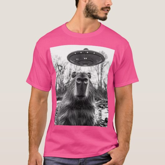 Capybara Ufo Selfie Grappig T-shirt (Voorkant)