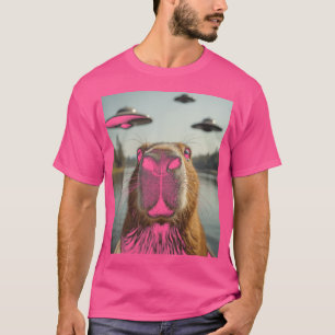 Capybara UFO's Kleur Selfie Raar Capybara Grappig T-shirt