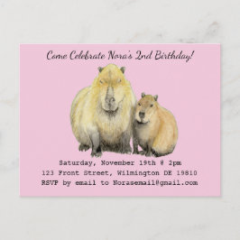 Capybara uitnodiging briefkaart
