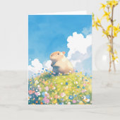 Capybara Uitzichtpunt op de Heuveltop Kaart (Gele Bloem)