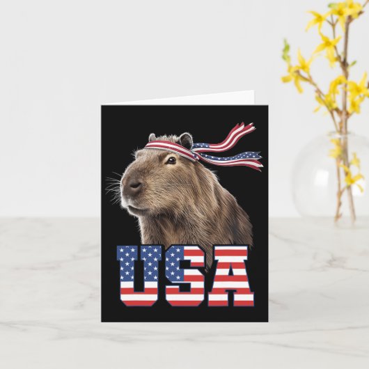 Capybara Usa Patriottische Amerikaanse Vlag Mannen Kaart (Gele Bloem)