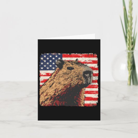 Capybara Usa Vlag 4 juli Liefhebbers  Kaart (Voorkant)