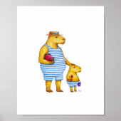 Capybara Vader en zoon 8 x 10 Afdrukken Poster (Voorkant)