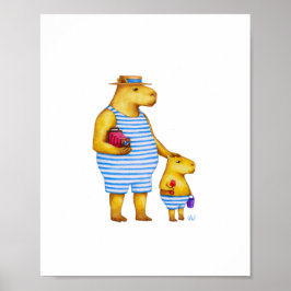 Capybara Vader en zoon 8 x 10 Afdrukken Poster