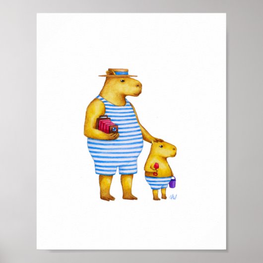 Capybara Vader en zoon 8 x 10 Afdrukken Poster (Voorkant)