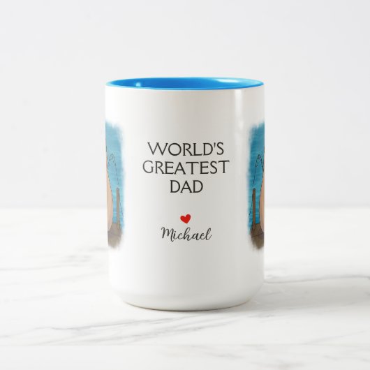 Capybara vader en zoon gepersonaliseerd tweekleurige koffiemok (Center)