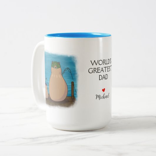 Capybara vader en zoon gepersonaliseerd tweekleurige koffiemok (Voorkant links)