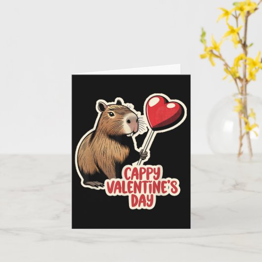 Capybara Valentijn, Cappy Valentijnsdag, Capybara Kaart (Gele Bloem)