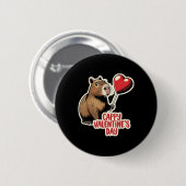 Capybara Valentijn, Cappy Valentijnsdag, Capybara Ronde Button 5,7 Cm (Voorkant /achterkant)
