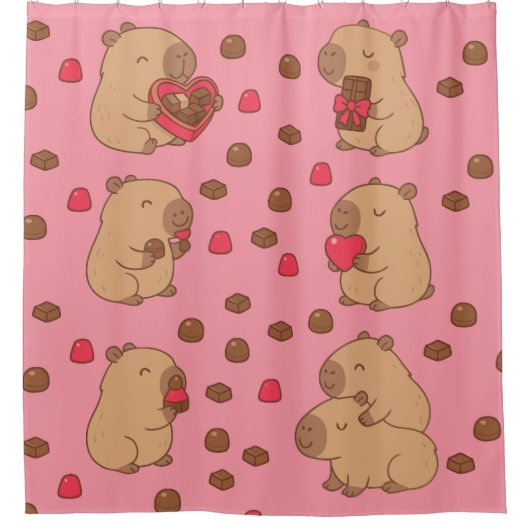 Capybara Valentijn Gordijn | Schattige romantisch (Voorkant)