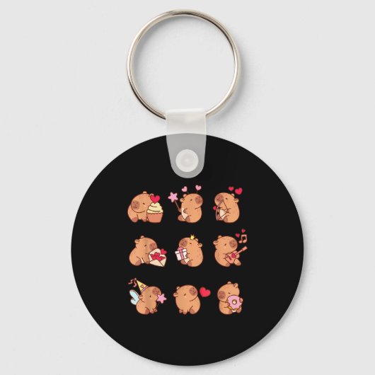Capybara Valentijnsdag Grappige Capy Dierenliefheb Sleutelhanger (Voorkant)