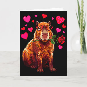 Capybara Valentijnsdag Hart Gles Roos Grappige Lie Kaart
