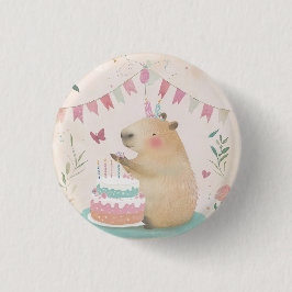 Capybara Verjaardag Bash Party Decor Button