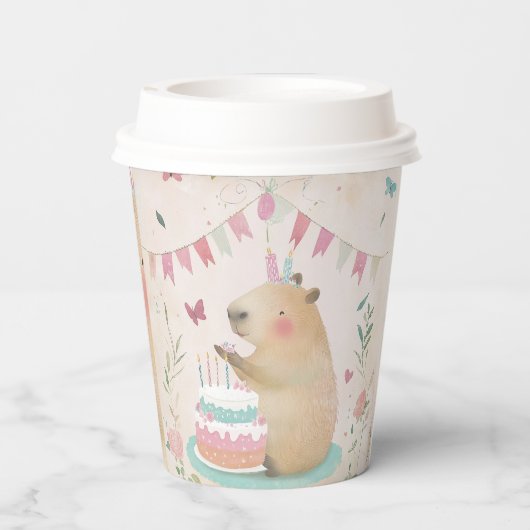 Capybara Verjaardag Bash Party Decor Papieren beke Papieren Bekers (Achterkant)