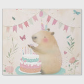 Capybara Verjaardag Bash Party Decor Wrapping Pape Cadeaupapier (Vlak)