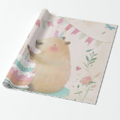 Capybara Verjaardag Bash Party Decor Wrapping Pape Cadeaupapier (Uitgerold)