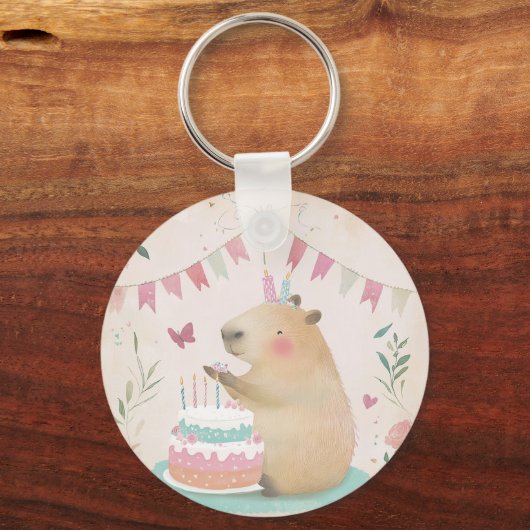 Capybara Verjaardag Bash Sleutelhanger (Achterkant)