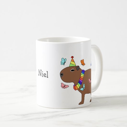 Capybara verjaardag grappige naam in het capybara koffiemok (Voorkant rechts)