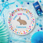 Capybara Verjaardag Schattige Kleurrijk Kinderfees Papieren Bordje (Feest)
