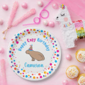Capybara Verjaardag Schattige Kleurrijk Kinderfees Papieren Bordje (Feest)