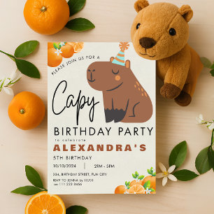 Capybara Verjaardag Schattige Sinaasappel Tangerin Kaart