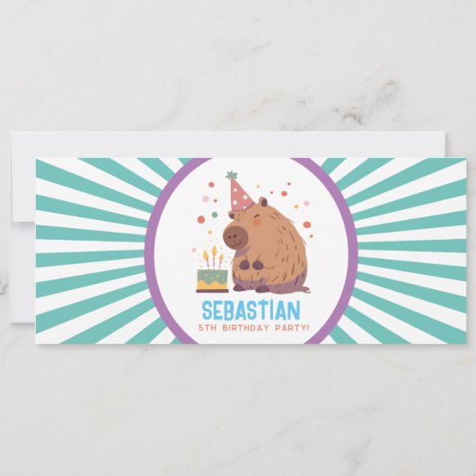 Capybara Verjaardag ticket Uitnodiging (Achterkant)