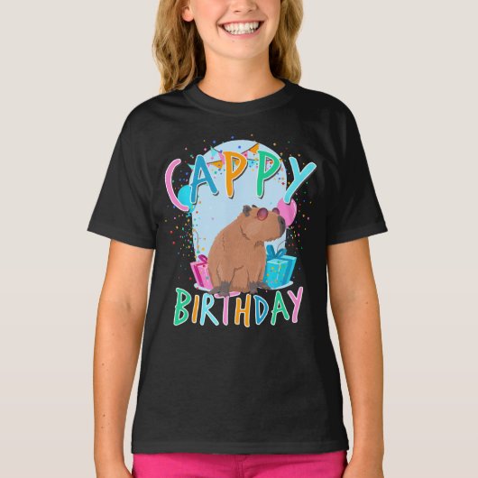 Capybara verjaardagsfeestje Capybaras voor meisje  T-shirt (Voorkant)