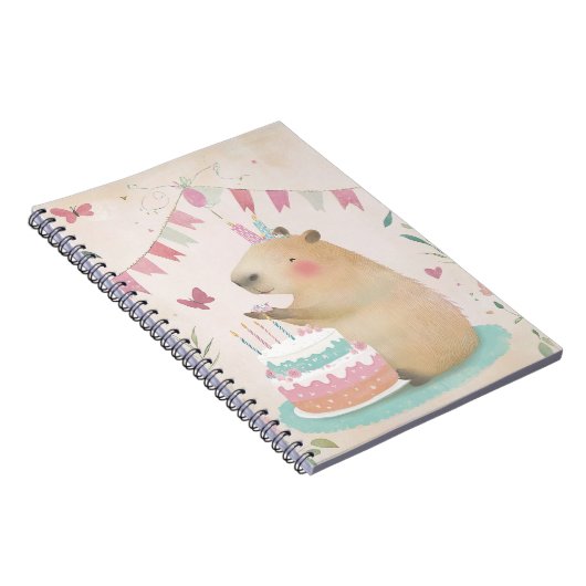 Capybara Verjaardagsfeestje Spiraal Notebook Notitieboek (Rechterzijde)