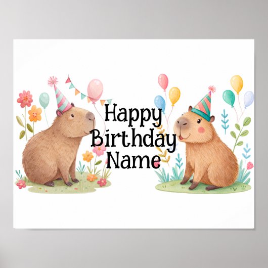 Capybara Verjaardagskaart Poster (Voorkant)