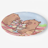 Capybara verjaardagspicknick papieren bordje (Gekanteld)
