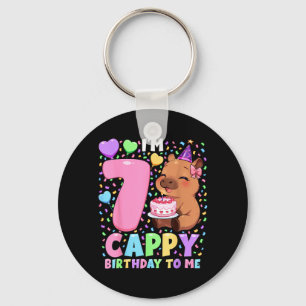 Capybara verjaardagsshirt 7 Kawaii meisje Capybara Sleutelhanger