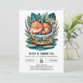 Capybara verjaardagsuitnodiging kaart (Staand voorkant)