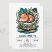 Capybara verjaardagsuitnodiging kaart (Voorkant / Achterkant)