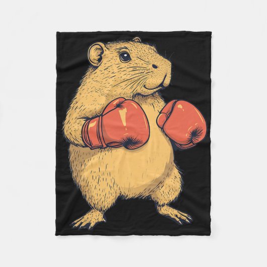 Capybara verkleed als een bokser grappig boksen fleece deken (Voorkant)