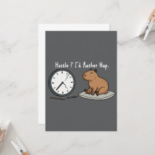 Capybara Vermoeid Humor Ik Slaap Liever en Klok Kaart