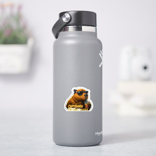 Capybara Vibe 🧋 Energie van de Chill Leider Sticker (HydroFlask)