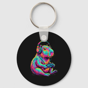 Capybara Videogames Gamer Grappig Gamen Grafisch T Sleutelhanger